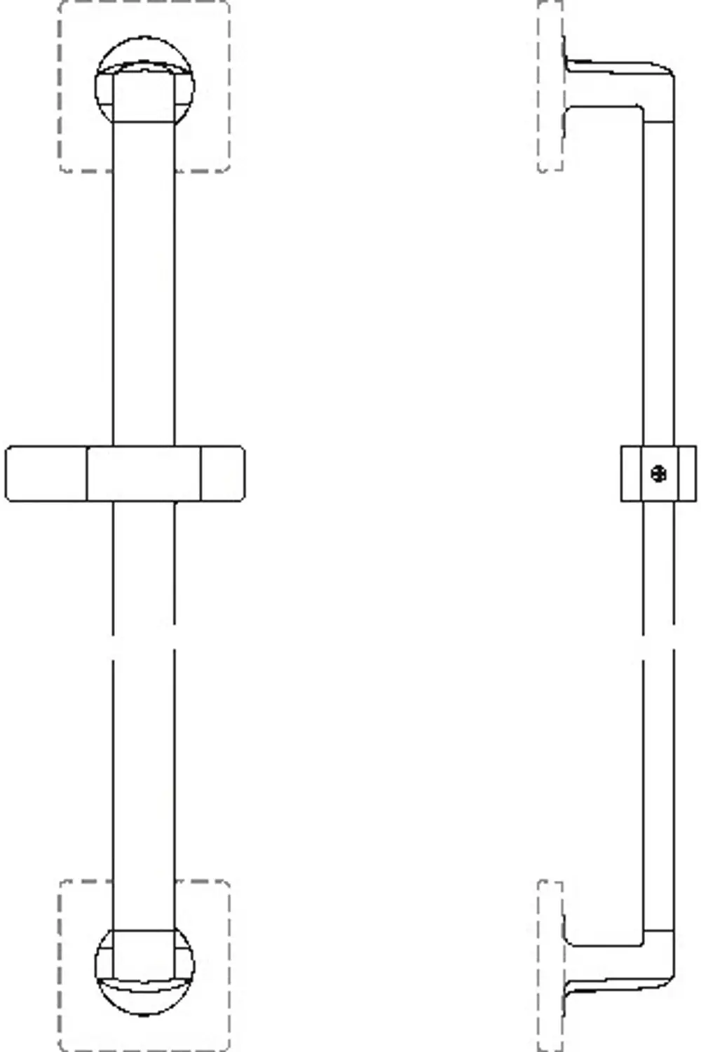 Brausestange aus verchromtem Material mit zwei Halterungen. Das Design ist schlicht und funktional. Produkt von Ideal Standard.